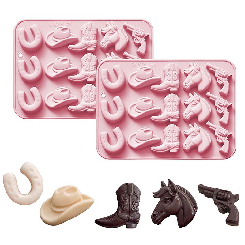 Cowboy Chocolate Molds,Cowboy Hat Boot Horse Saddle Shape Silicone Candy Molds Western Themed Party Baking Moulds