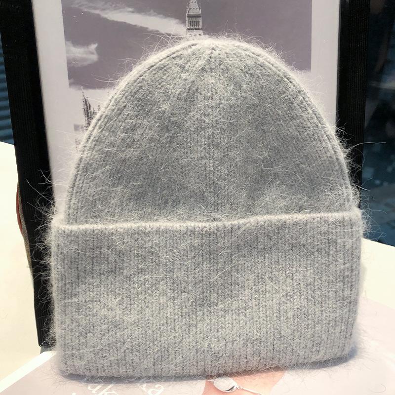 Knitted Rabbit wool Hat for Women In Winter New Style Showing Small Face White Wool Hat for Women In Autumn and Winter Warm and Cold Hat for Women
