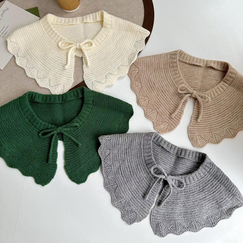 Solid Color Knitting Detachable Collar Laced Up False Collar Decoration Shirt Shawl Wrap