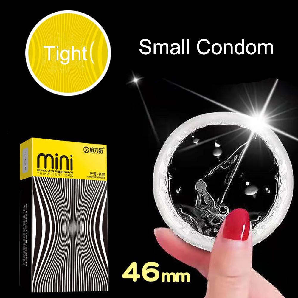 10ks 46mm malé latexové kondomy pro muže Ultra-malé tenké odolné kondomy Penis Cock Sleeve Intimní sexuální hračky