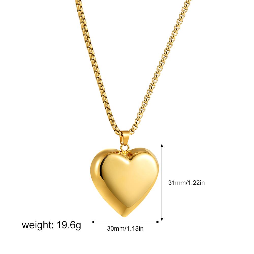 Stainless Steel Gold Plated Minimalist Peach Heart Pendant Necklace Fashion Clavicle Chain for Women Girl Jewelry