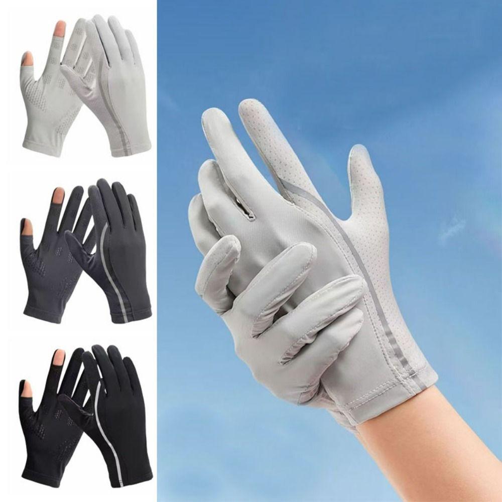 Reflective Ice Silk Riding Gloves Waterproof Summer Driving Mittens Fitness Sports