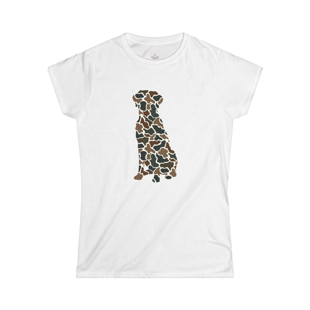 Camo Dog Silhouette Tee, Pet Lover Shirt, Animal Print Top, Gift for Dog Moms,