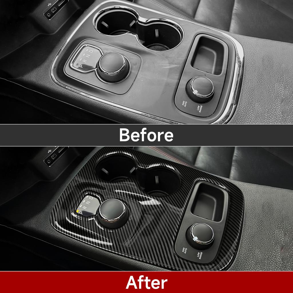 For Dodge Durango (2014-2020) Center Console Gear Shift Panel Cover Carbon Fiber Interior Sticker Car ABS Trim Accessories