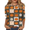 Dámské módní ležérní top s tříčtvrtečním rukávem a halloweenským potiskem, kulatý výstřih