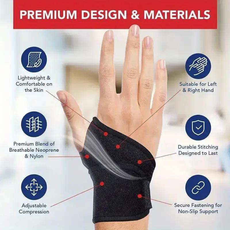 Adjustable Wrist Brace For Carpal Tunnel, Tendinitis & Arthritis – Lightweight Support For Sprains, Typing & Sports