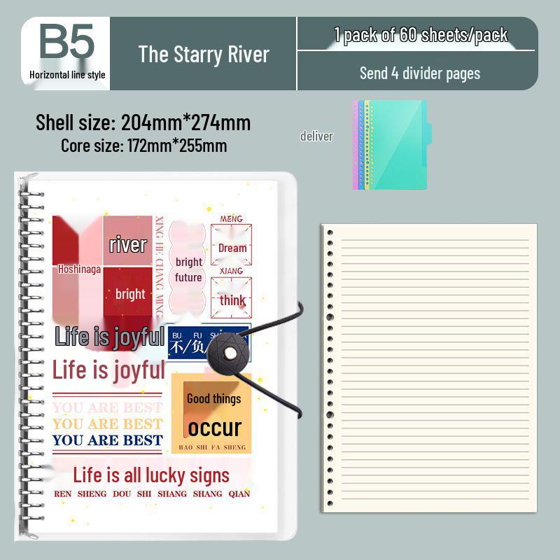 B5 Detachable Coil Ring Binder Thickened Notebook - High Aesthetic Ins Style