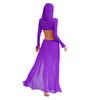 Women Sheer Maxi Dress High Slit Design Hooded Face Cover Long Sleeves Hollow Out Mesh Coverup Gown