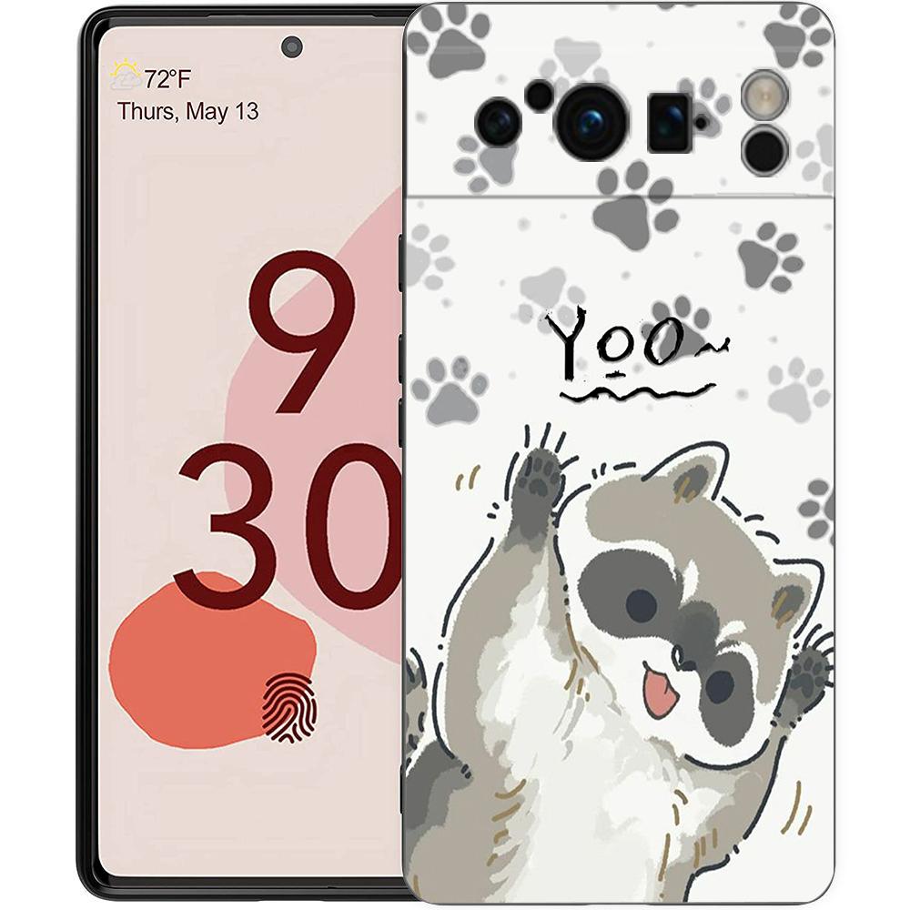 Luxury Phone Case For Google Pixel 10 9 8 9A 8A 7 7A 6 Pro XL 6A 5G Black Soft Back TPU Cover Raccoon