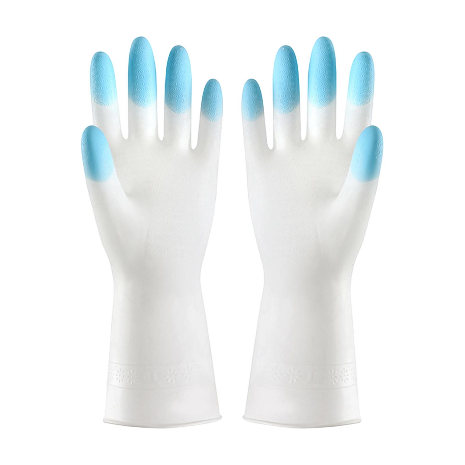 

Reusable Waterproof Plastic Dishwashing Gloves for Kitchen Cleaning Household Tasks Durable Non Slip Design Long Cuff Protection L синий