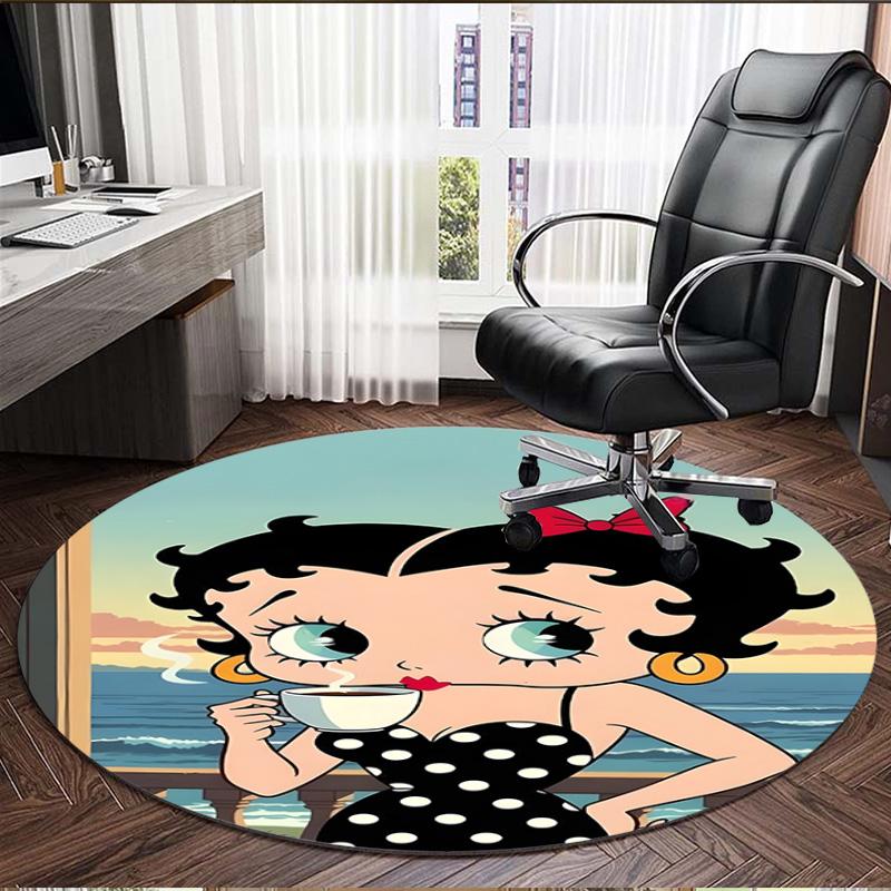 Betty Boop Print Round Rug, Washable Floor Carpet, For Entryway Dorm Laundry Room Office Study, Home Decor Birthday Christmas Gift