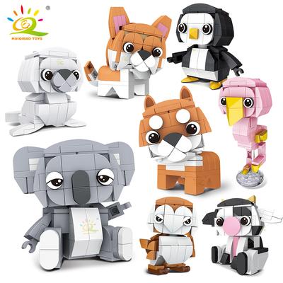 8 adet/takım klasik hayvan serisi yapı taşı şehir yaratıcı Koala penguen köpek MOC tuğla çocuklar için eğitici oyuncaklar