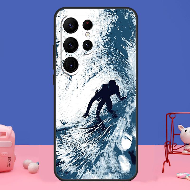 Surfing Wave Case For Samsung Galaxy S24 Ultra S23 S22 S21 S20 FE Note 20 S8 S9 S10 Note 10 Plus Cover