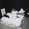Liv-Esthete Pure White 100% Silk Bedding Set Healthy Silky Luxury Queen King Duvet Cover Flat Sheet Pillowcase Bed Linen Set