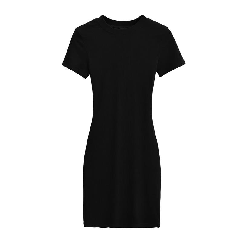 Amerikanischer Stil Schlankes Rundhals-Kurzarm-Bodycon-Kleid - Damen Stretch, Sexy, Reine Begierde Kurzer Rock