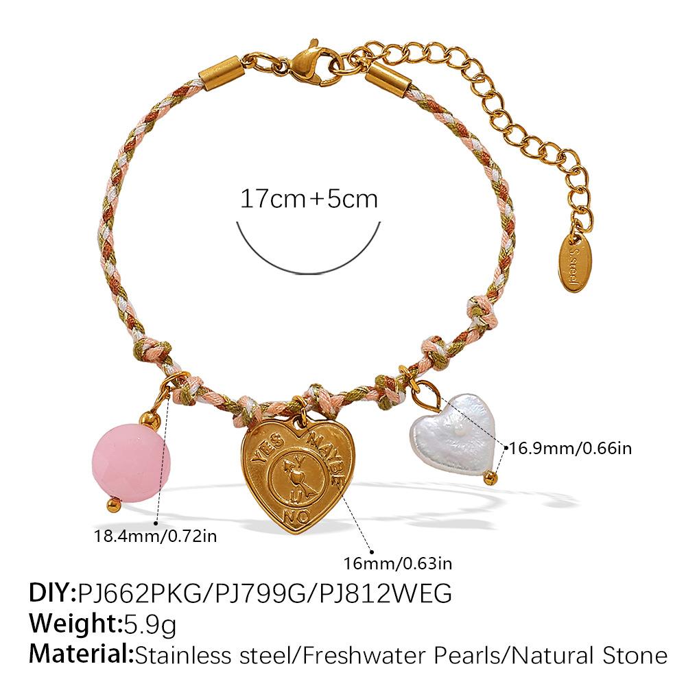 Vintage seaside style DIY freshwater pearl pendant bracelet stainless steel gold-plated ceramic pendant necklace female