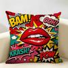 Comic Bubbles Pop Art Cushion Cover Durable Hypoallergenic Organic Linen Pillow Cover Short Size Washable SkinFriendly