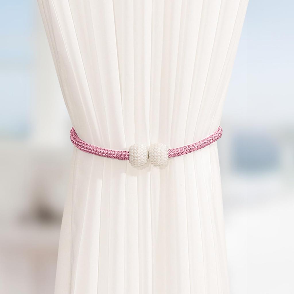 Magnetic Curtain Tiebacks with Pearl Accent, Simple Elegant Curtain Holdbacks for Home Window Drapery(2 Silver)