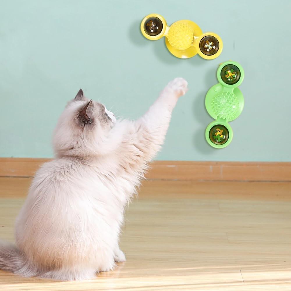 Interactive Windmill Cat Toy With Catnip Fun Cat Toys For Indoor Cats Toys With LED Light Ball Cat Exercise Toys Kick Ball Catnip Toy