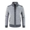 Plaid Lined Zipper Closure Male Sweater Coat Long Sleeve Patchwork Color Pockets Stand Collar Sweater Coat Men Knitwear