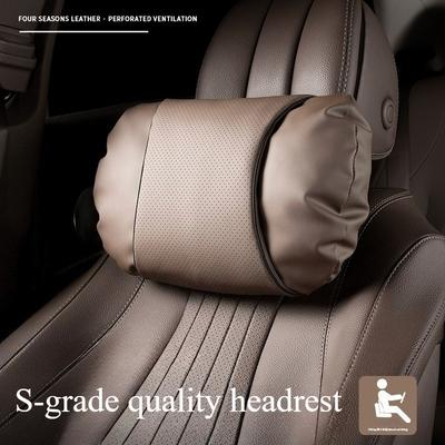 S-Class High-Quality Nappa Leather Car Headrest Neck Protection Pillow Waist Cushion Backrest Pillow Car Interior Supplies