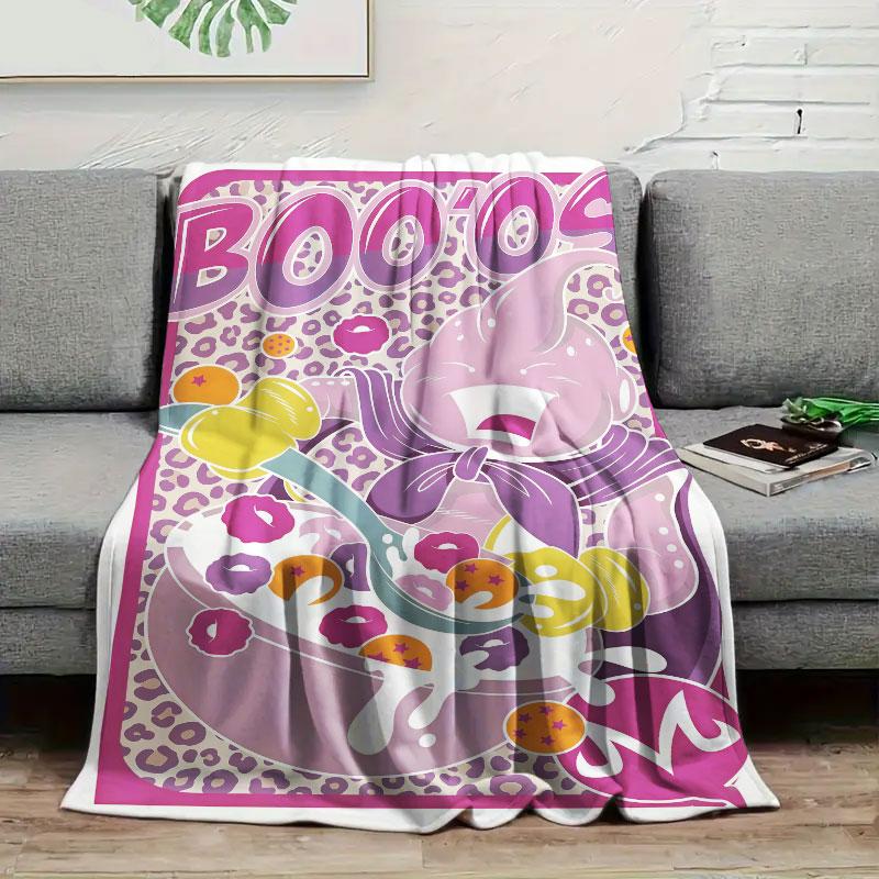 1Pc MajinBuu Print Flannel Blanket, High quality Comfortable for All Seasons, Warmth and Comfort, Perfect for Christmas Gifts