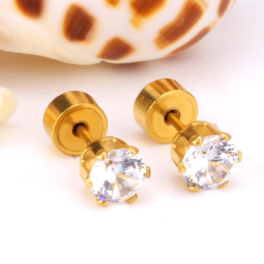 Spiral Twist Lock Ear Cartilage Studs Delicate Small Earrings Push Back Ear Jewelry for Women