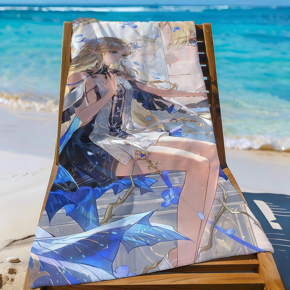 Fleurdelys Cartethyia Wuthering Waves Towel Sports Quick Dry Travel Camping Gear Sandproof Soft Light Large Beach Towel