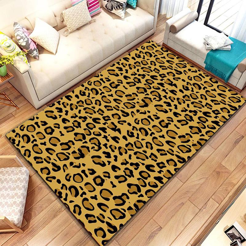 Leopard Print Printed Texture Fur Carpet For Living Room Panther Wild Tiger Lion Area Large Rug Non Slip Bathmat Home Decor Mat