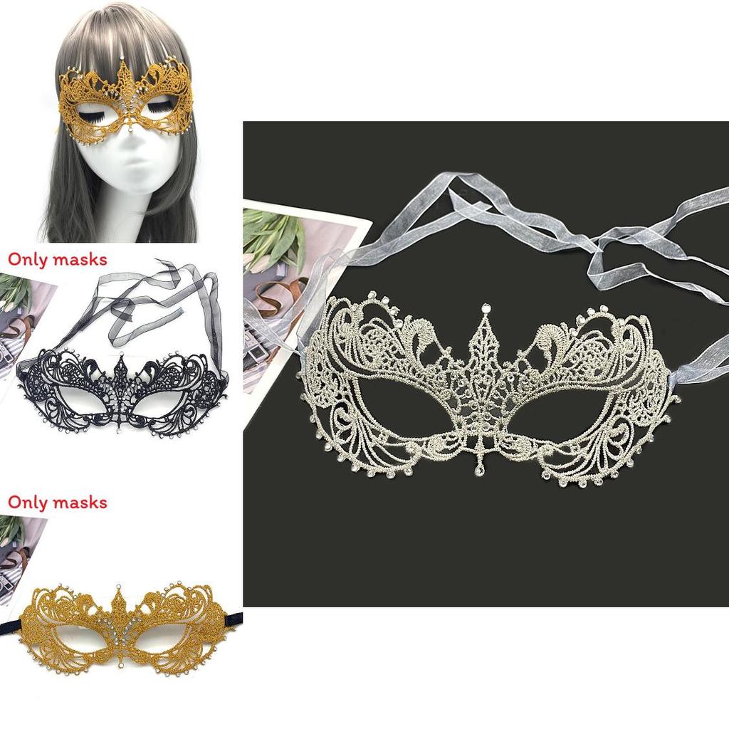 Adult Lace Face Mask With Sparkling Embellishments For Costume Parties Or Halloween