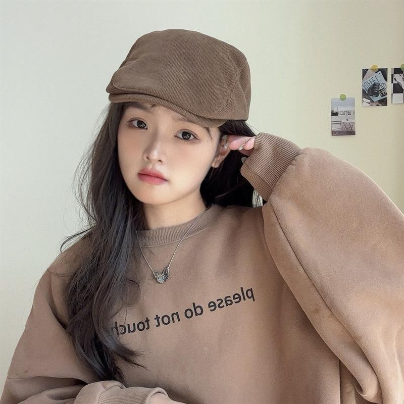 

Шляпа Женская Мода Осень и Зима Ретро Вельветовая Кепка Вперед Двусторонняя Большой Обхват Головы Однотонная Универсальная Теплая Берет one size fits all