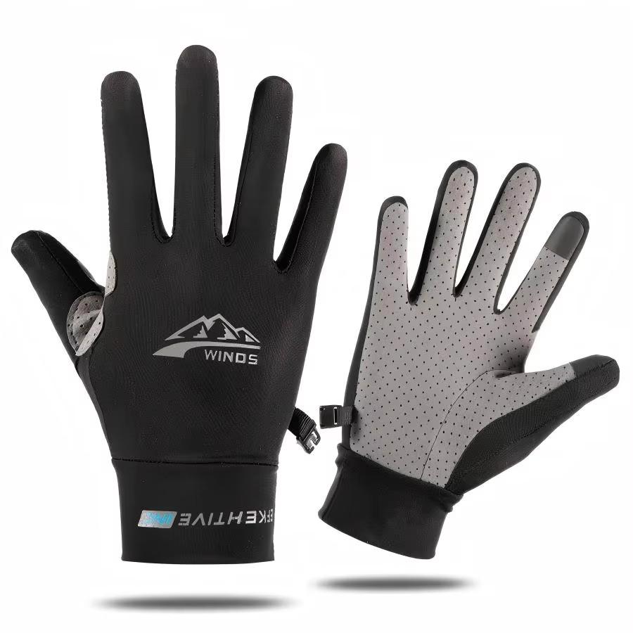 

UV Sun Protection Gloves Full Finger Touchscreen Non Slip Breathable for Men & Women Summer Outdoor Fishing Hiking Driving Gear M чорний
