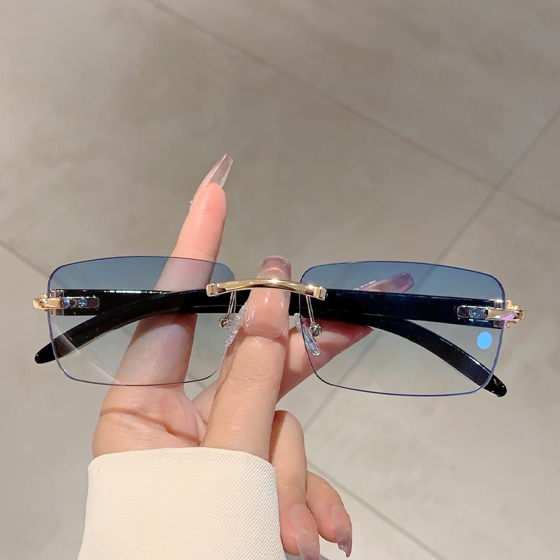 Rimless Rectangle Sunglasses New in Vintage Gradient Ocean Lenses Shades Trendy Brand Designer Fashion Sun Glasses