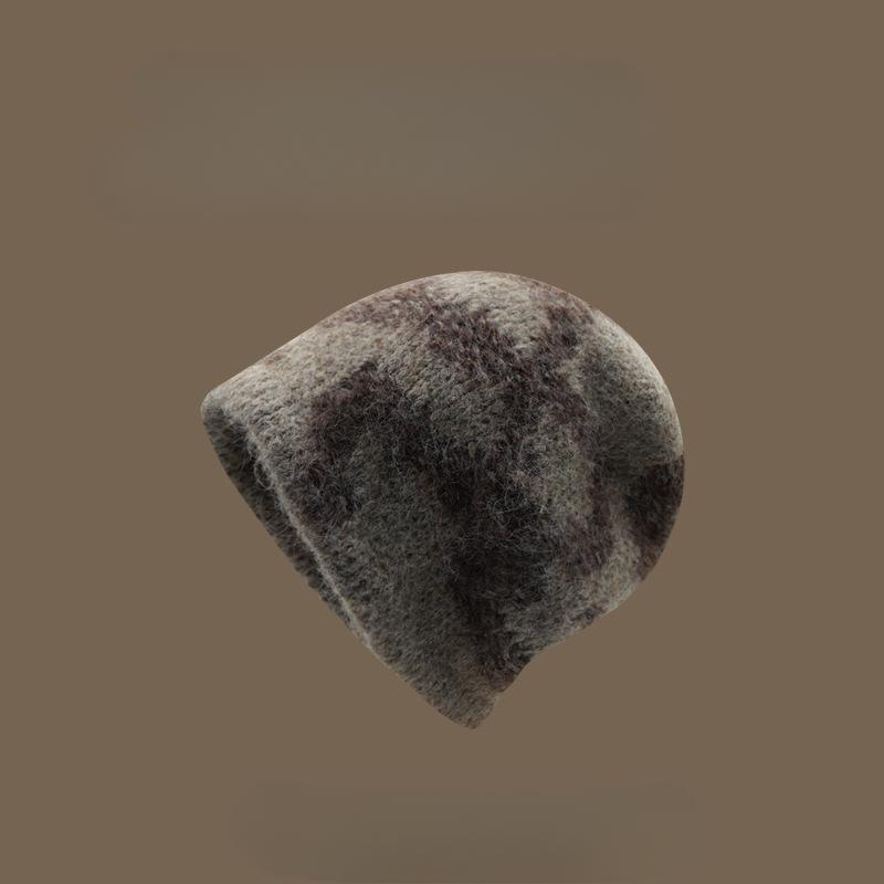 Autumn and Winter Hats Women's Knitted Wool Hats Plush Rabbit Fur Thermal Hats Big Head Circumference Ear Protectors