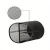1/2pcs Pen Holder Pen Storage Box, Elegant Black Round Pen Holder - Durable Metal Material, Multi-functional Desktop Storage.