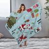 TU Cozy Christmas Throw Blanket Reindeer Santa Claus Holiday Flannel Bedspread Home Decor Gift Festive Winter Warm Soft Throw