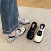High-heeled bag head half slippers women's outer wear 2025 new spring and summer thick heel medium heel silver Mary Jane single shoes sandals