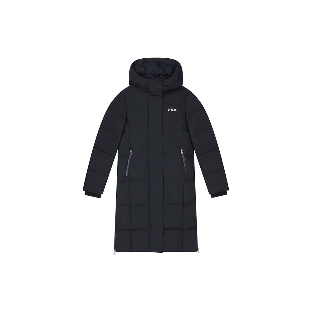 FILA Fw23 Fashion Casual Long Loose Hooded Down Jacket Women Outerwear Legendary-Blue F11W349924FNV