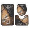 Creative Retro Bathroom Toilet Three-Piece Floor Mat Combination Set Household Door Mat Kitchen Absorbent Non-Slip Carpet