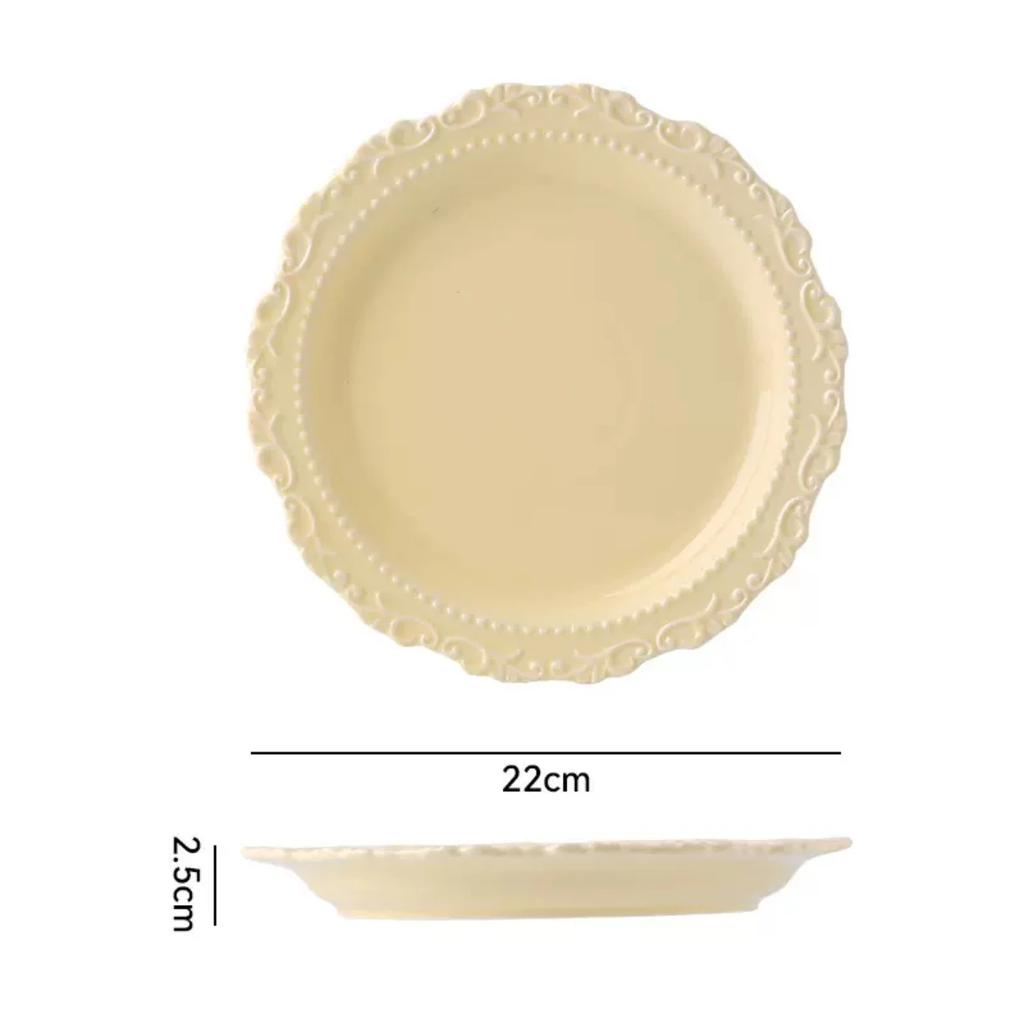 Relief-Keramikteller im französischen Stil, Luxus-Restaurant, Steak-Dessertteller, kreatives einfarbiges Geschirr, exquisite Reisschüssel für Zuhause