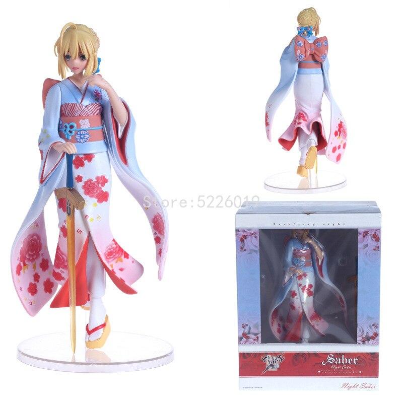 25cm Fate Stay Night Saber Kimono Ver .1 /7 Scale Action Figure Saber Sexy Girl Anime Figure Saber Figurine Collectible Model Toy
