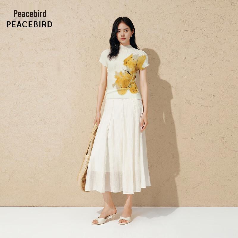 PEACEBIRD AAGFG230T Pleated High-Waist Long Skirt