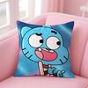 Classic British Cartoon TThe Amazing World of Gumball Cushion Cover Pillow Case Soft Skin Friendly Fabric  Concealed Zipper