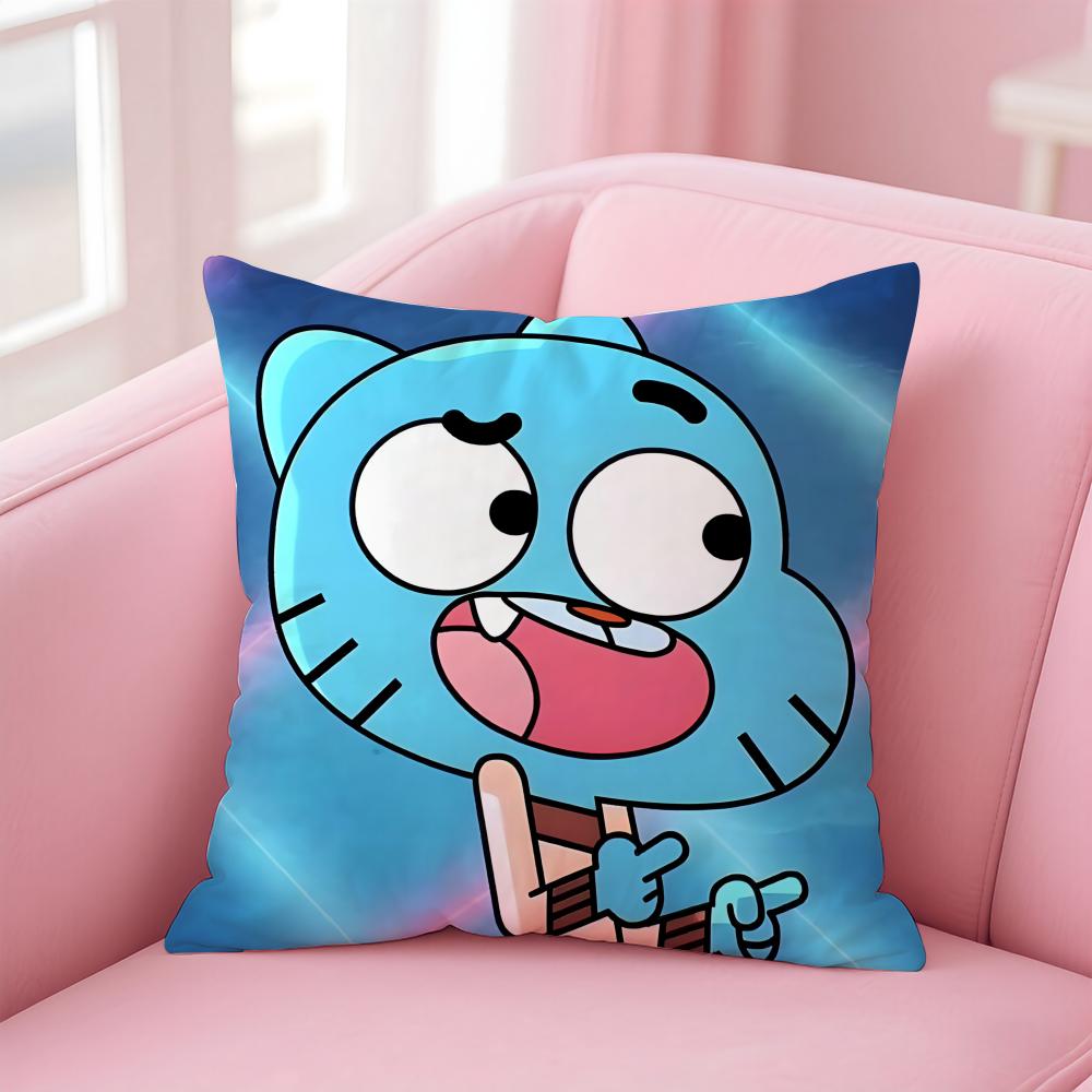 Classic British Cartoon TThe Amazing World of Gumball Cushion Cover Pillow Case Soft Skin Friendly Fabric  Concealed Zipper