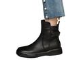 Women's Short Boots  Autumn/winter Thick Soled Casual High Buckle Round Toe Flat Bottomed Casual Boots for Women