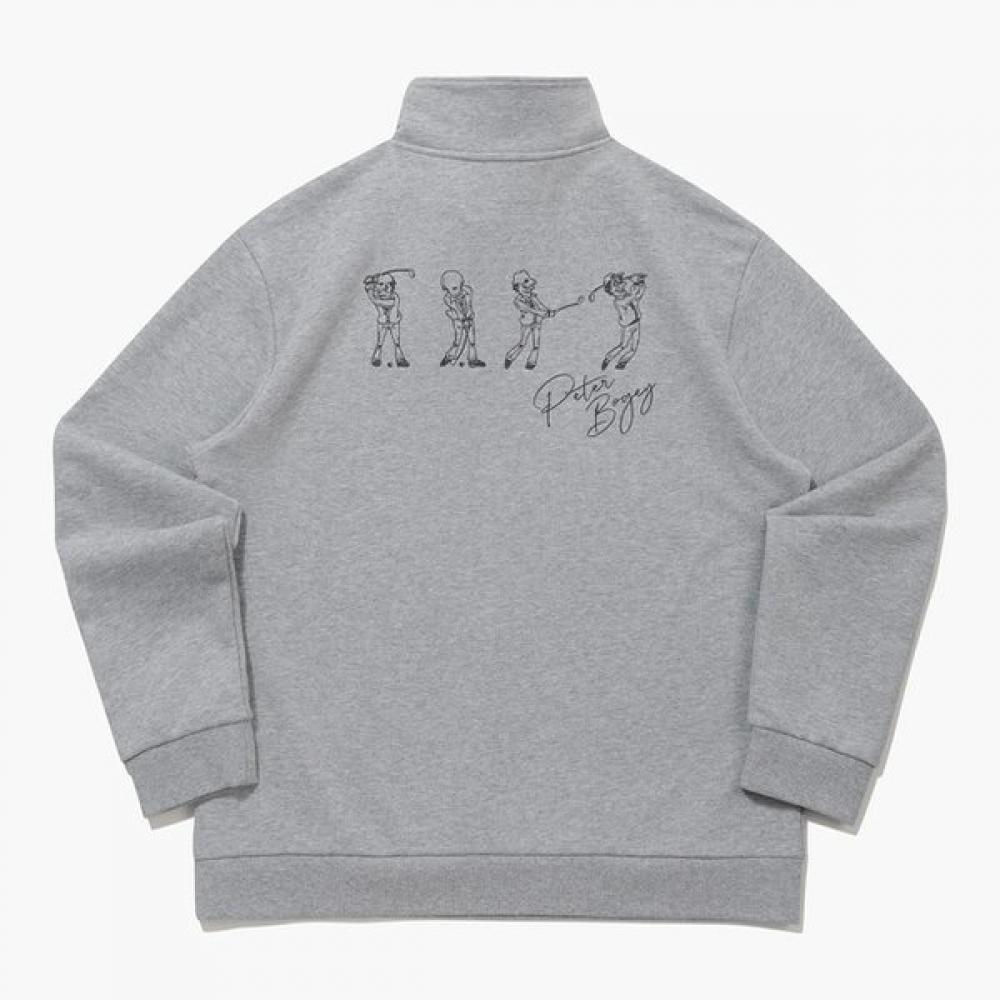 Munsingwear Unisex Half Zip Sweatshirt Melange Grey Mq323ptl91