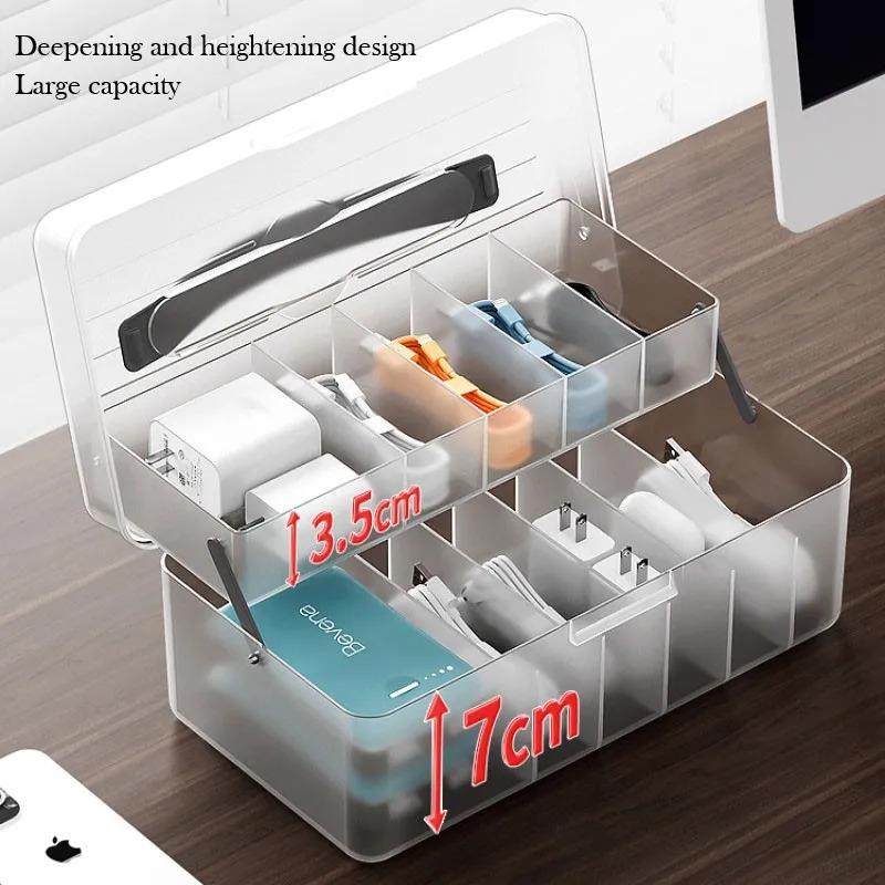 Covered Cable Organizer Box, Portable Charging Cable Management Tool, USB Cable Sorter, Desktop Electronic Accessories Organizer