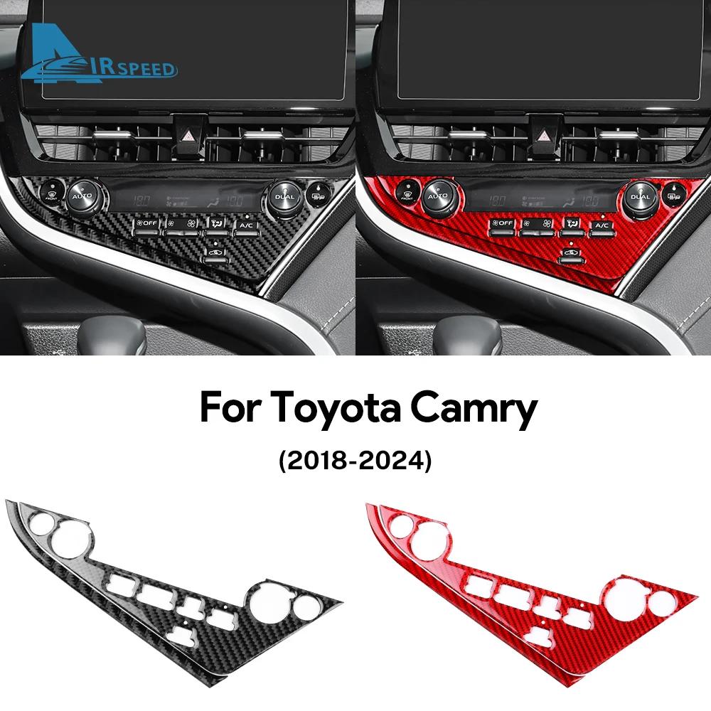 For Toyota Camry 2018 2019 2020 2021 2022 Real Soft Carbon Fiber LHD Car Central Control Button Frame Interior Trim Accessories