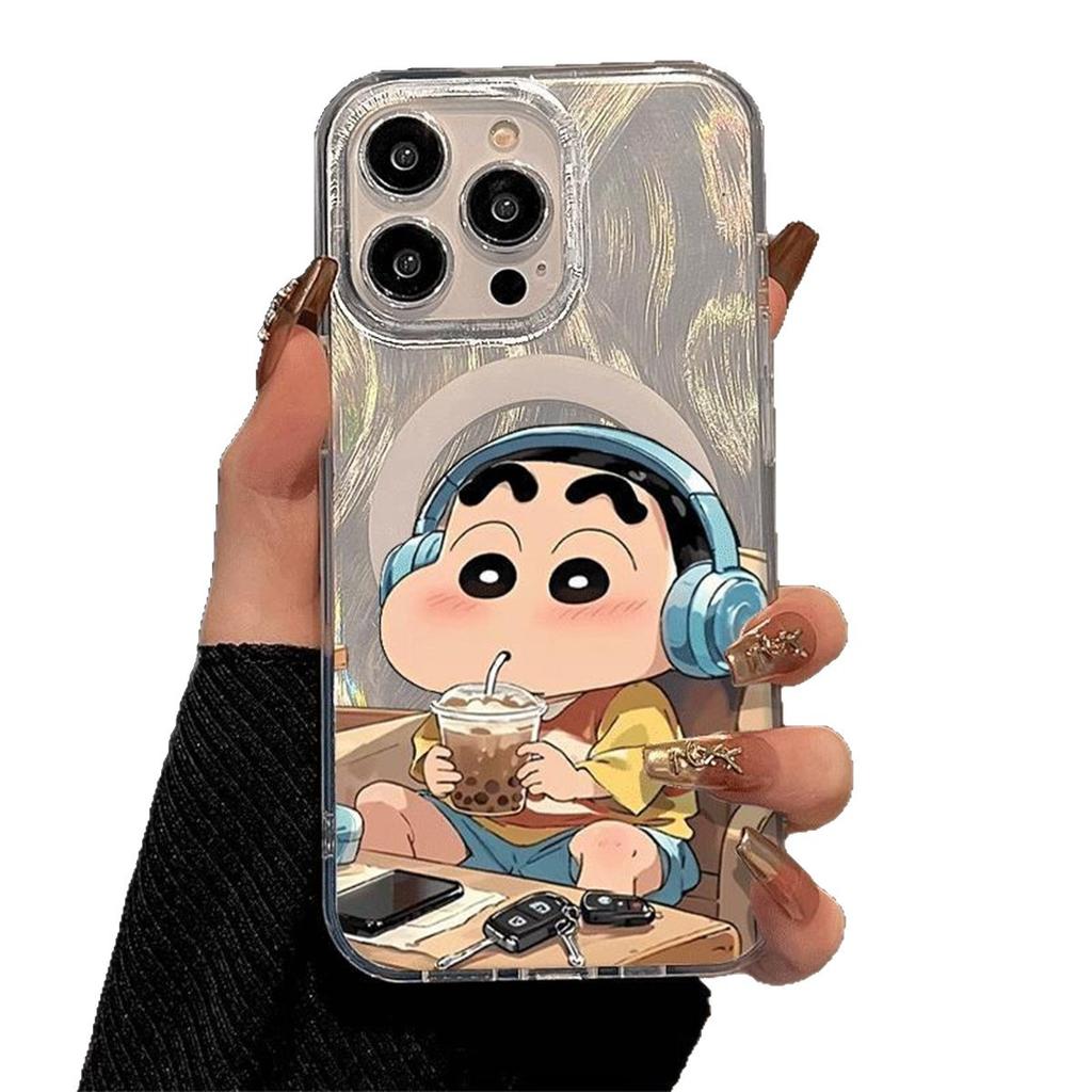 Wave voor Apple Magnetisch 14pm Ultra Dunne Magnetische Telefoonhoes Cartoon Crayon Shin Chan voor Apple 15pro Telefoonhoes