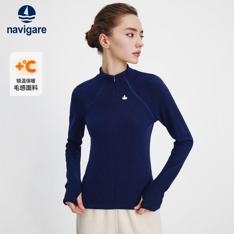 Navigare Women's Slim Fit Half-Open Collar Long Sleeve T-Shirt
